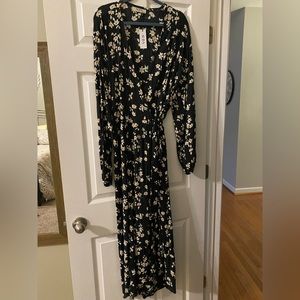 Floral full length wrap dress